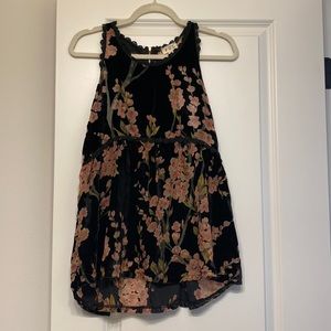 POL Black Velvet Floral Top